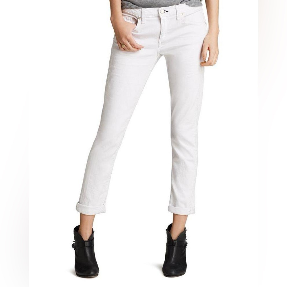Rag & Bone Jeans Dre in Aged Bright White 26 Mid‎ Rise Slim Fit Boyfriend